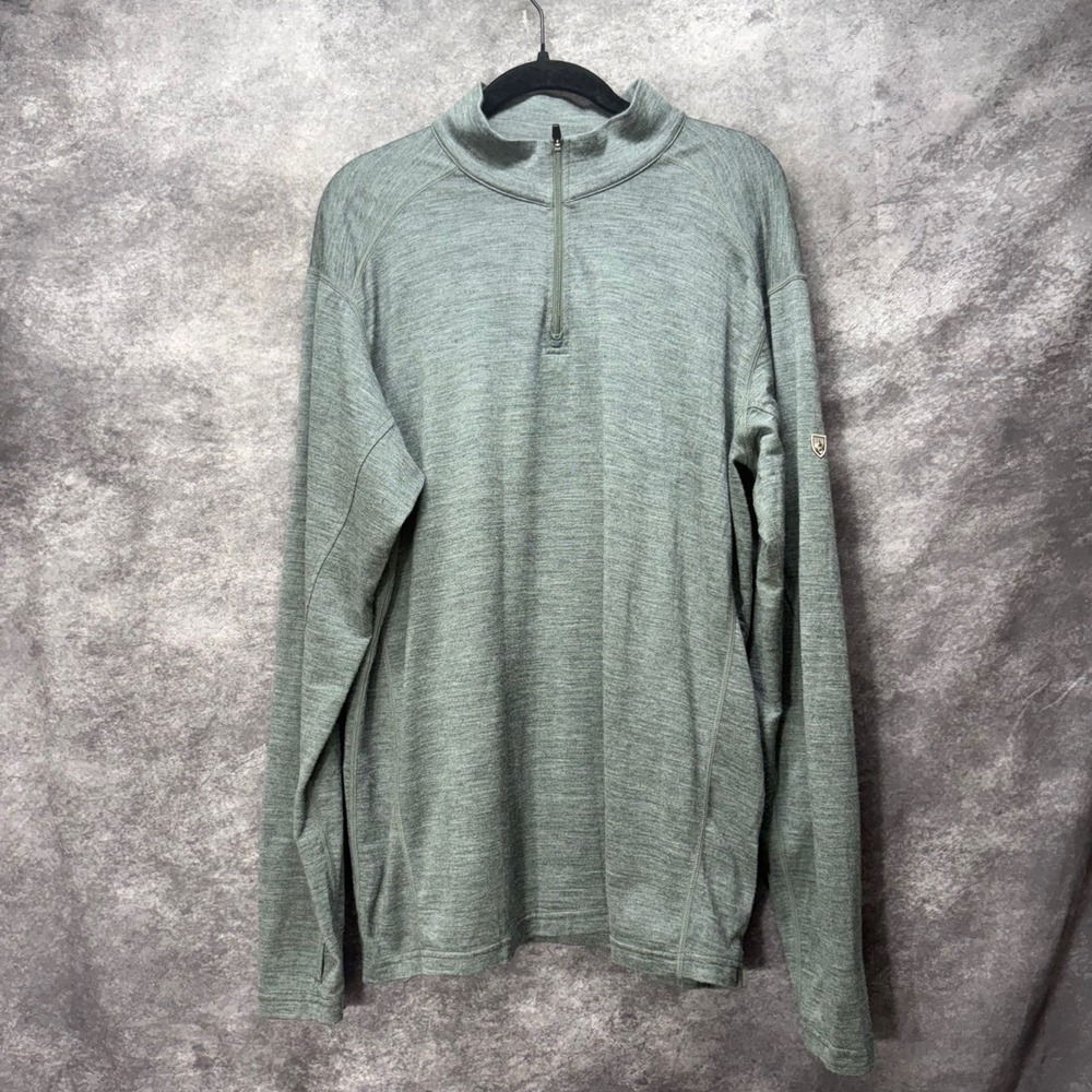 Kuhl Skar 1/4 Zip Pullover Sweater Mens Large Heather Gray 100% Merino Wool